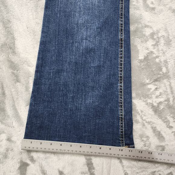 Maurices M. Jeans Womens 14 SHORT Blue Classic Mid Rise Flare Leg Stretch Denim - Picture 13 of 14